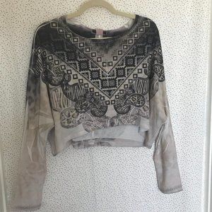 Urvana Long Sleeve Tribal Print Crop Top